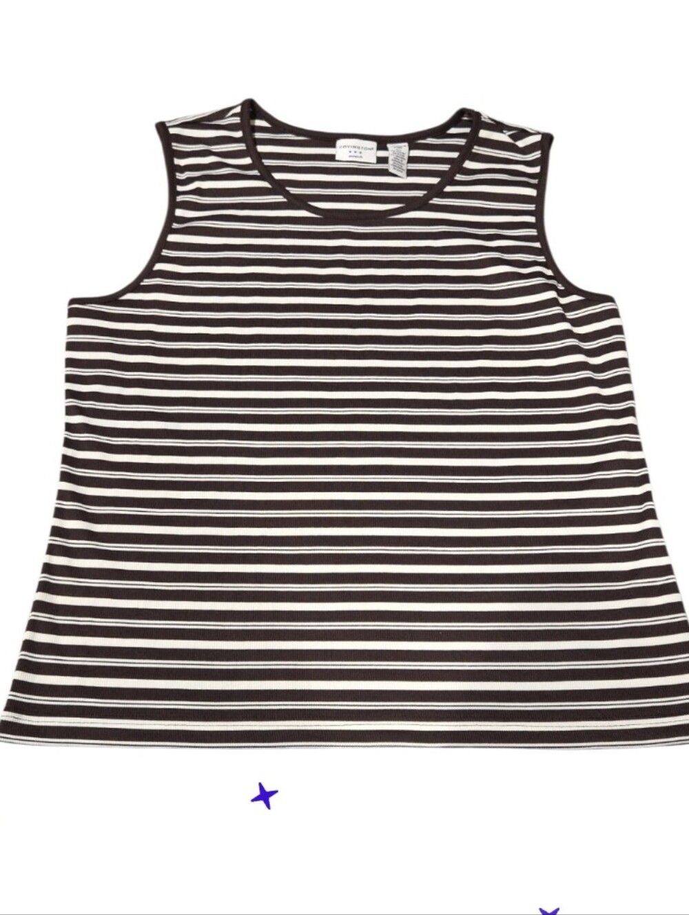 Xl / 18 Covington Sleeveless Brown & White Striped Tank Top - Women